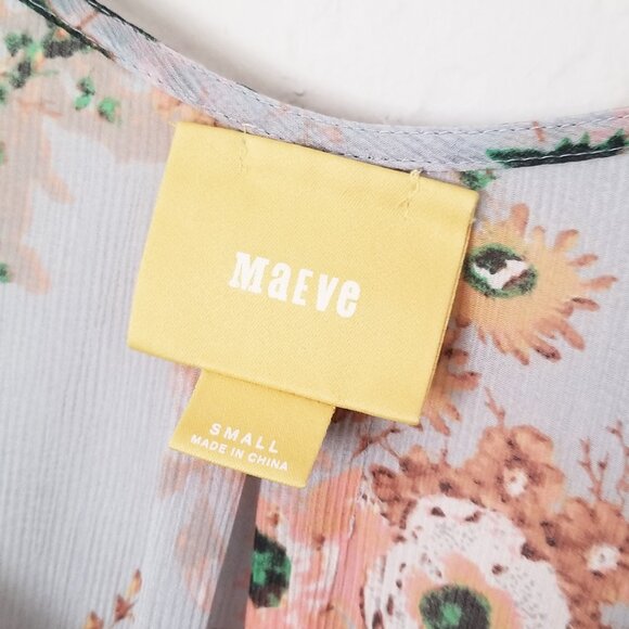 Anthropologie Maeve Magda Ruffle Floral Tunic Tank S Romantic Fairy Sheer $98 - Picture 4 of 15